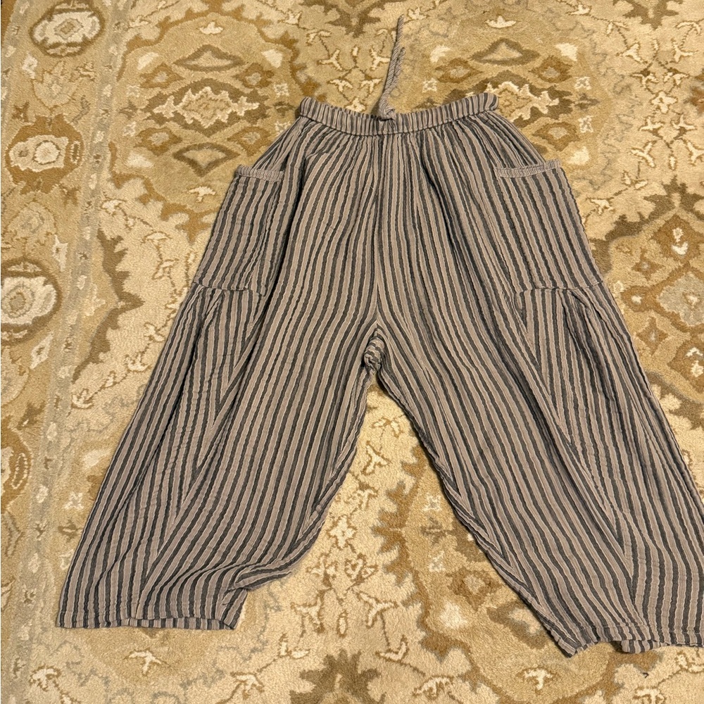 Free People Quinn Striped Bottoms in Charcoal